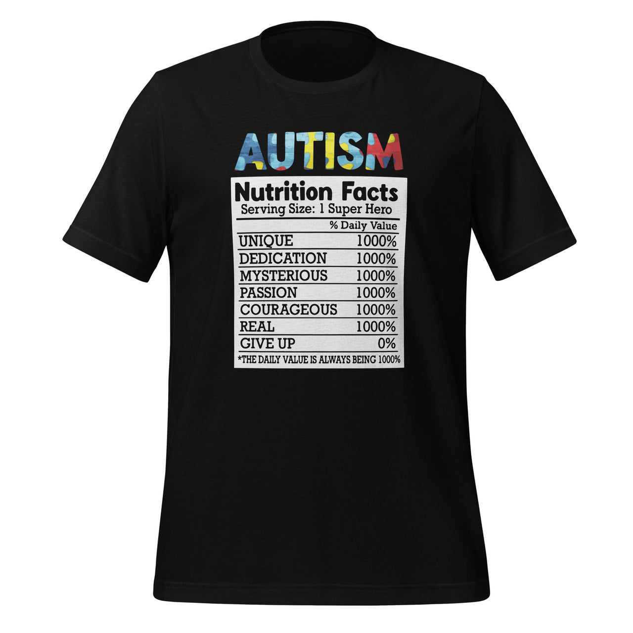 Autism Nutrition Fact Acceptance Awareness Day Funny Unisex T-Shirt