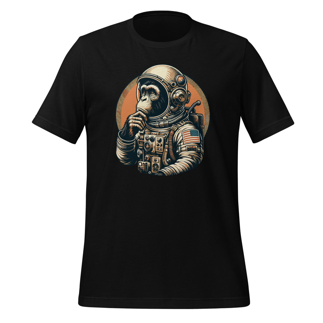 Space Vintage Travel Astronaut Monkey Graphic Art Unisex T-Shirt