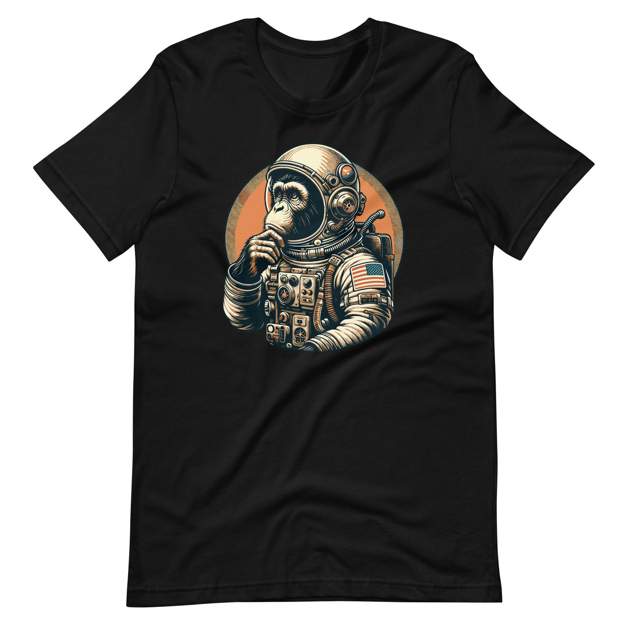 Space Vintage Travel Astronaut Monkey Graphic Art Unisex T-Shirt