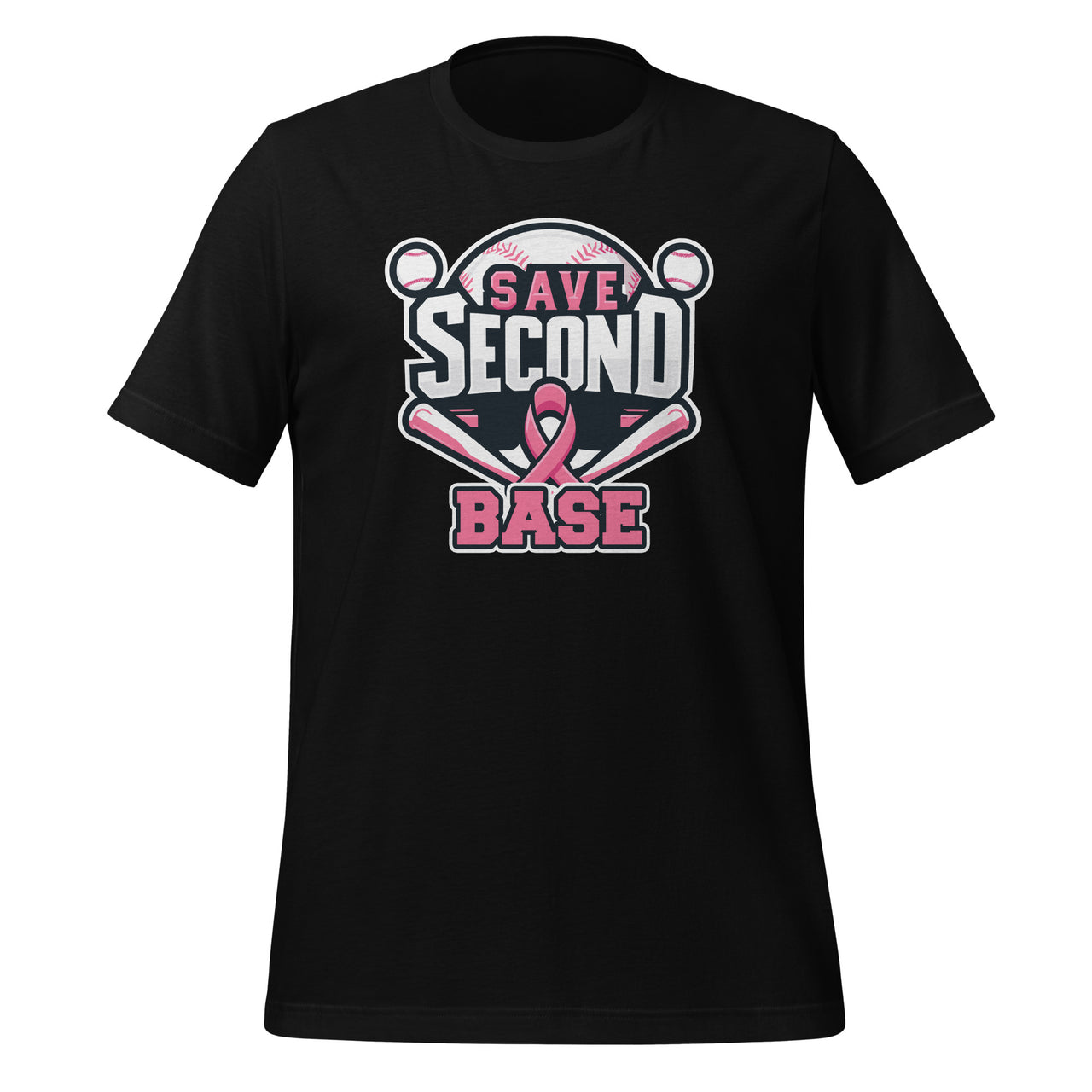 Save 2nd Base Baseball Softball Breast Cancer Awareness Unisex T-Shirt