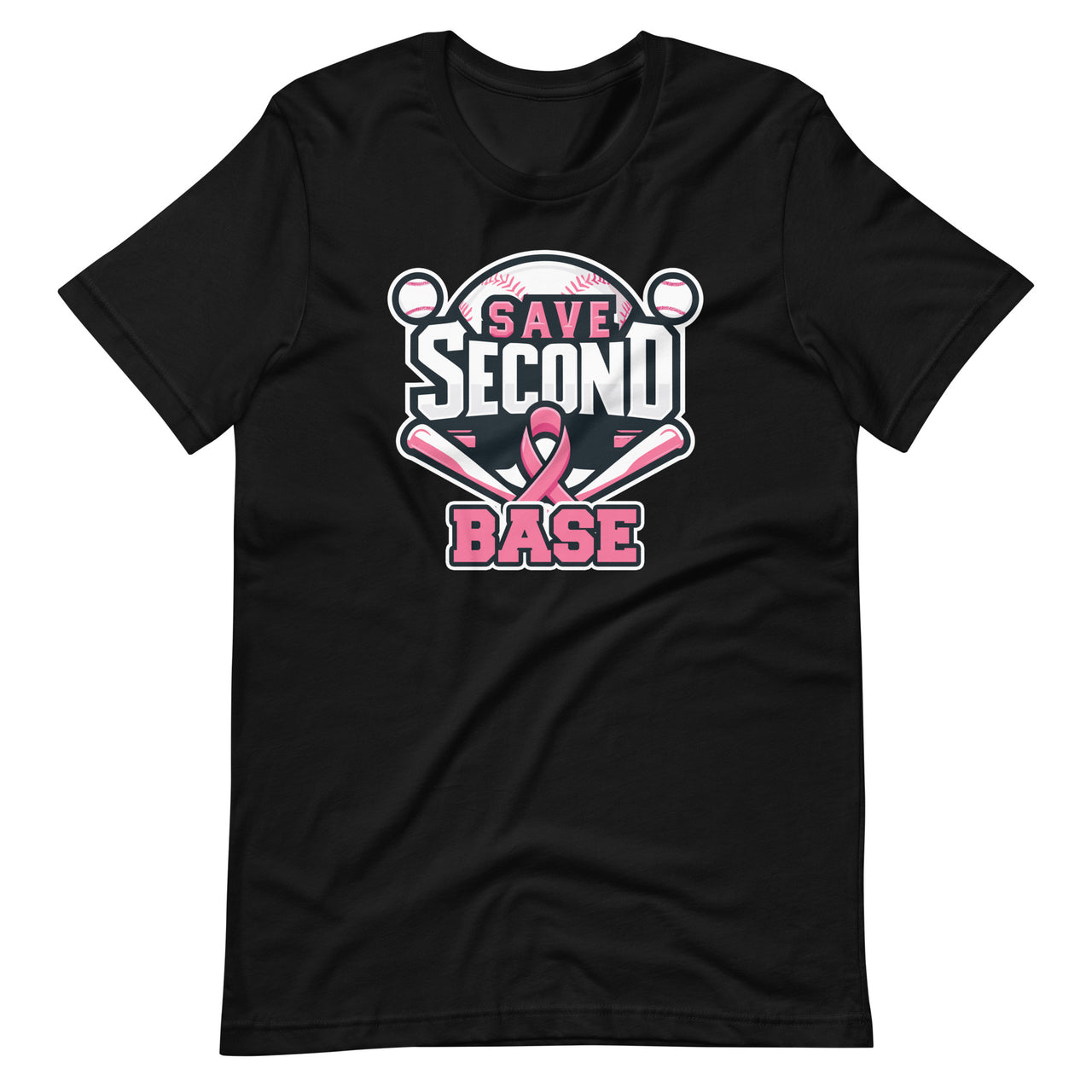 Save 2nd Base Baseball Softball Breast Cancer Awareness Unisex T-Shirt