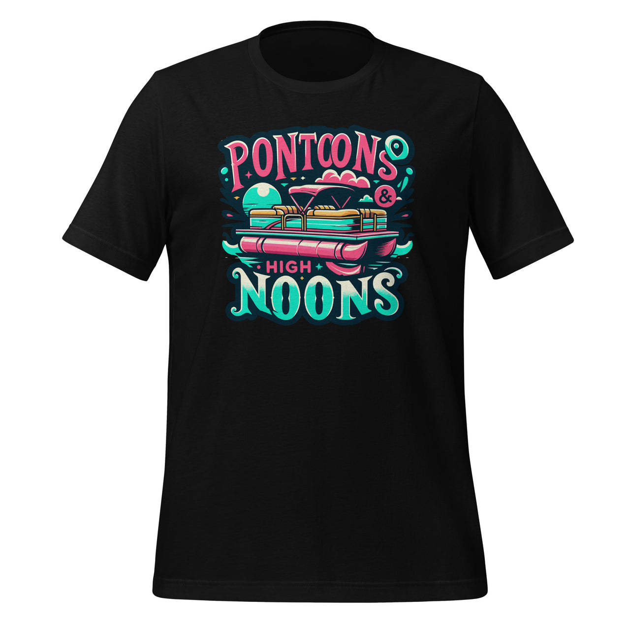 Pontoons And High Noons Funny Summer Boat Meme Unisex T-Shirt