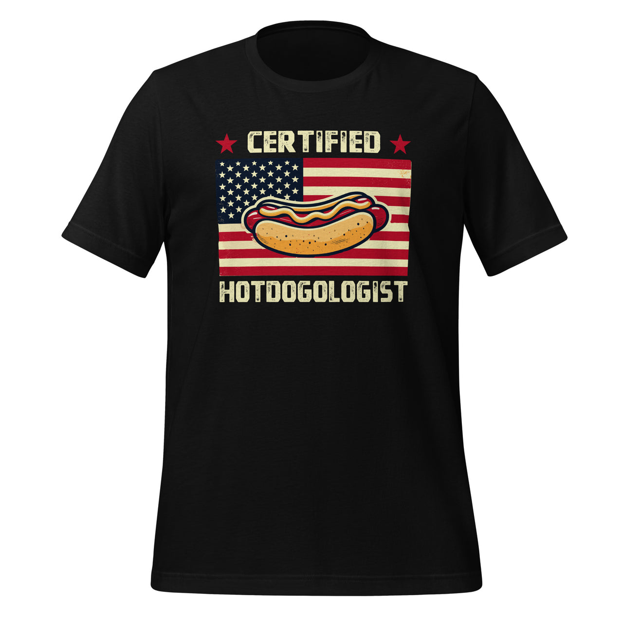 Certified Hotdogologist Wiener Hotdog Sausage USA Flag Unisex T-Shirt