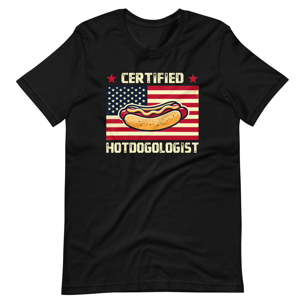 Certified Hotdogologist Wiener Hotdog Sausage USA Flag Unisex T-Shirt