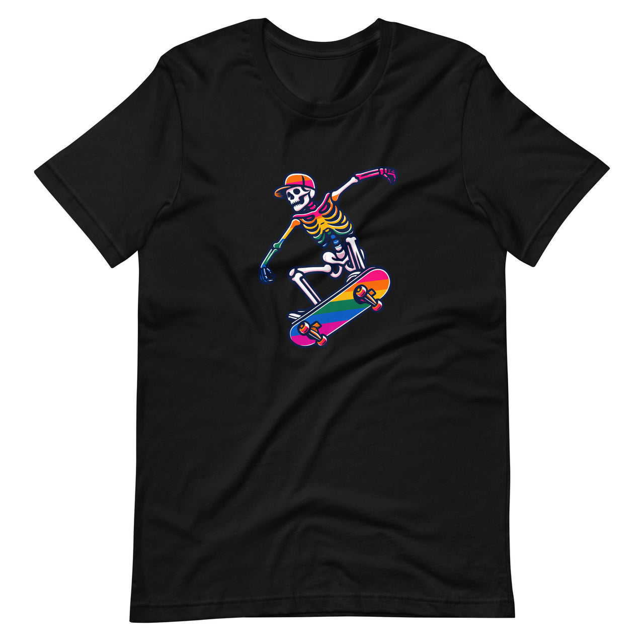 LGBTQ Skater Lesbian Pride Flag Skateboarding Skeleton Unisex T-Shirt