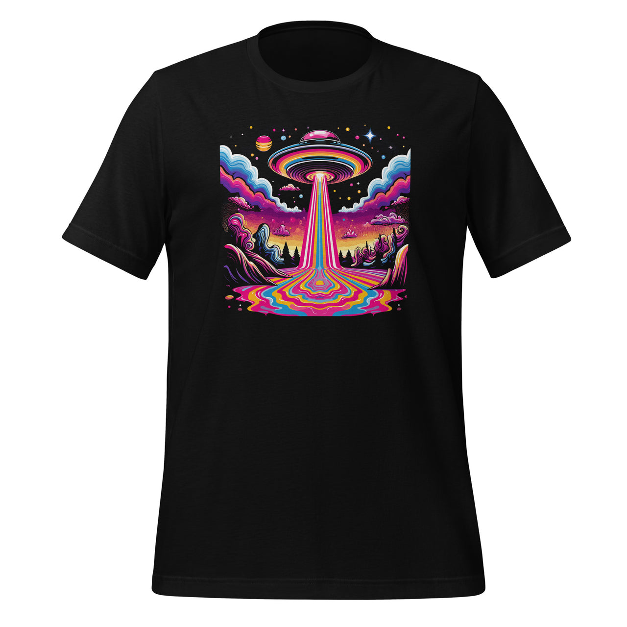 Trippy UFO Vaporwave Psychedelic Art Lovers Cosmic Melting Unisex T-Shirt