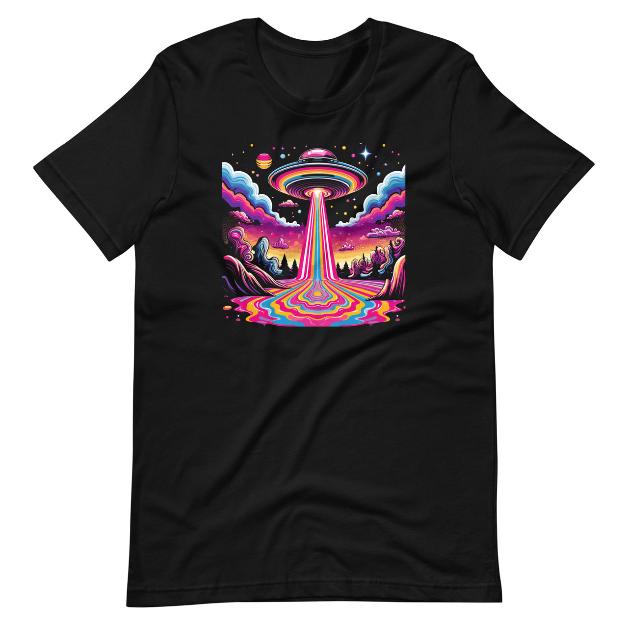 Trippy UFO Vaporwave Psychedelic Art Lovers Cosmic Melting Unisex T-Shirt