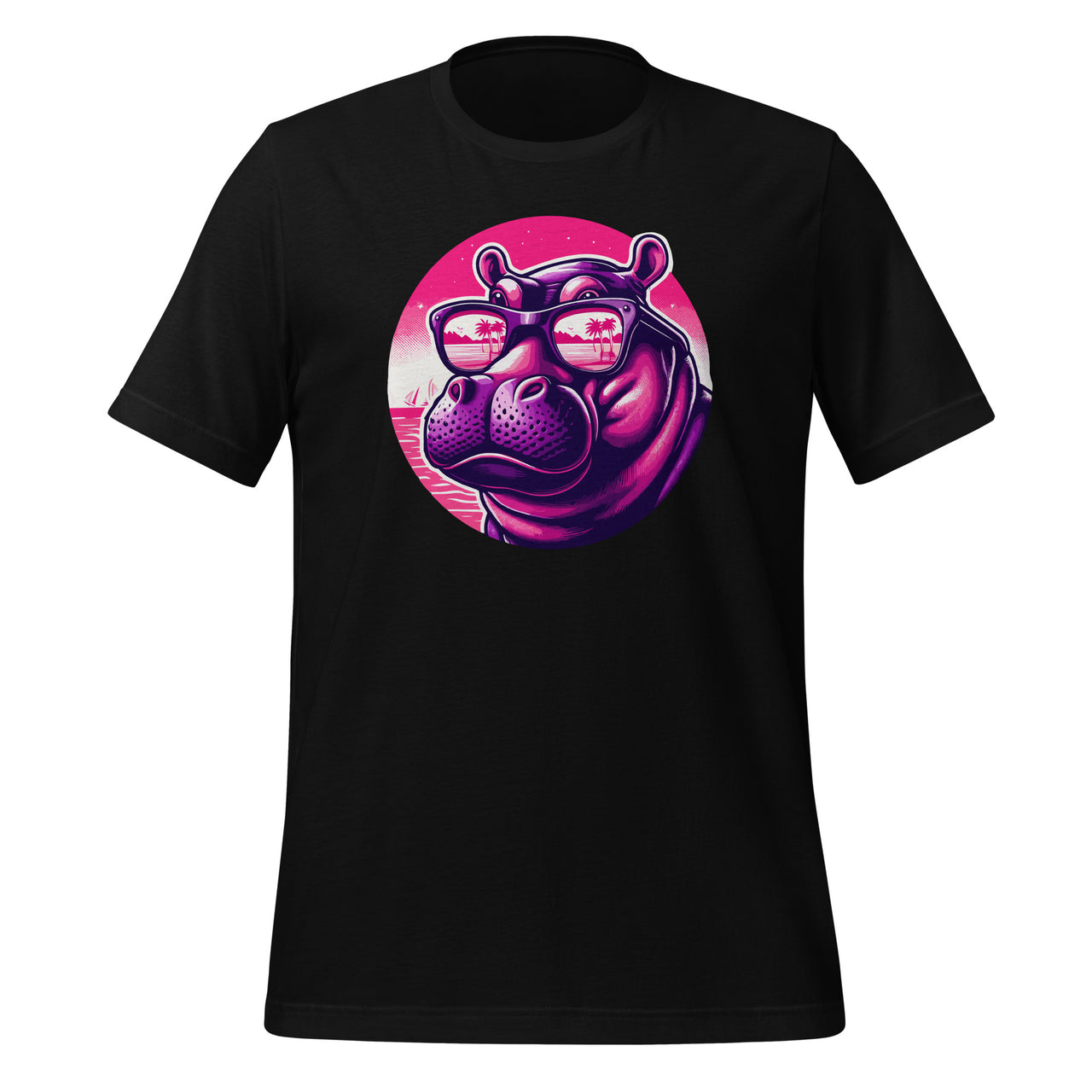 Funny Plump Bespectacled Hippo With Sunglasses Unisex T-Shirt