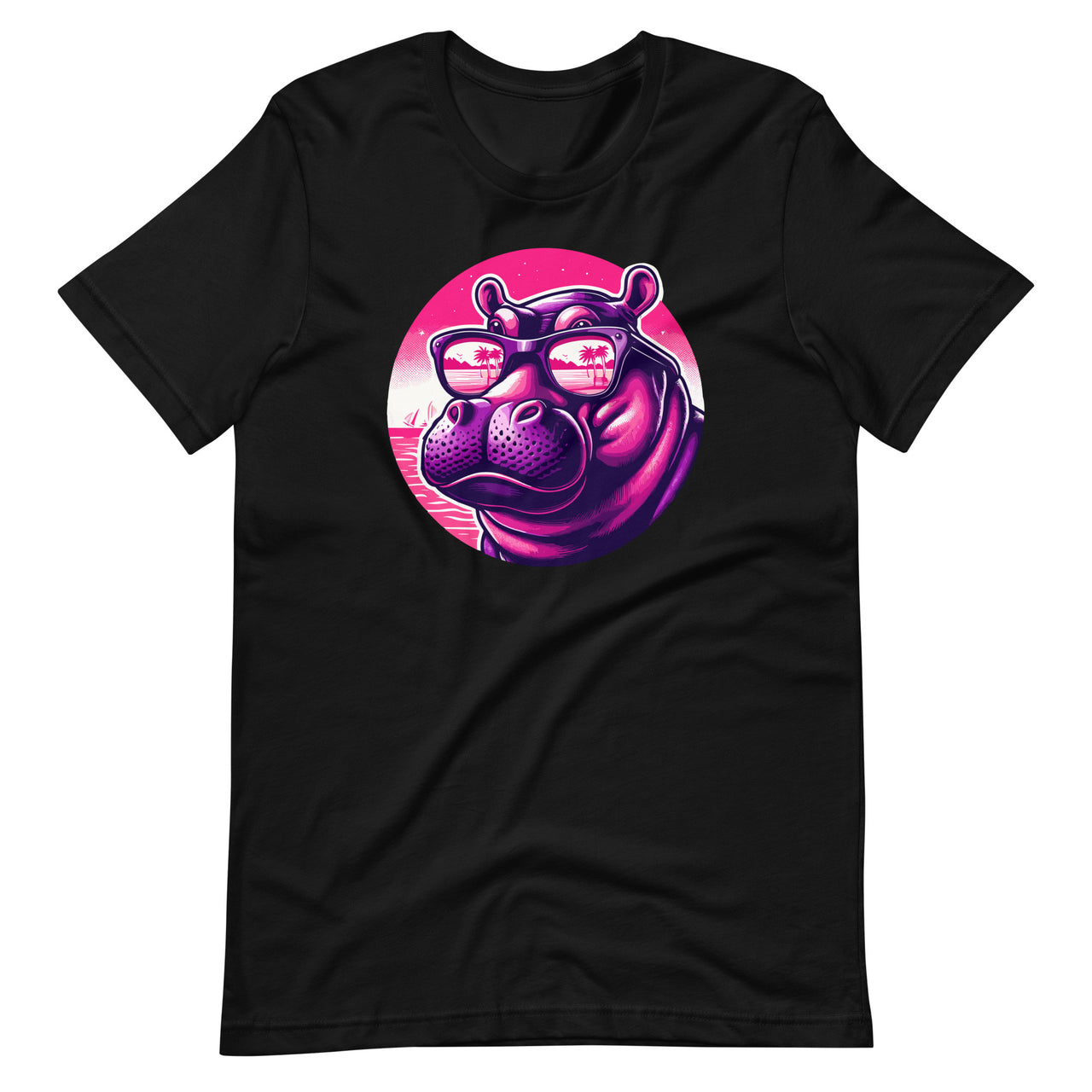 Funny Plump Bespectacled Hippo With Sunglasses Unisex T-Shirt