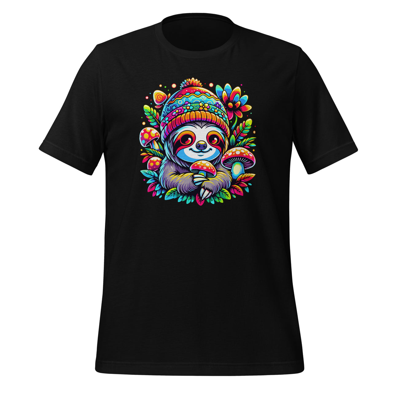 Trippy Sloth DJ Psychedelic EDM Mushroom Colorful Unisex T-Shirt