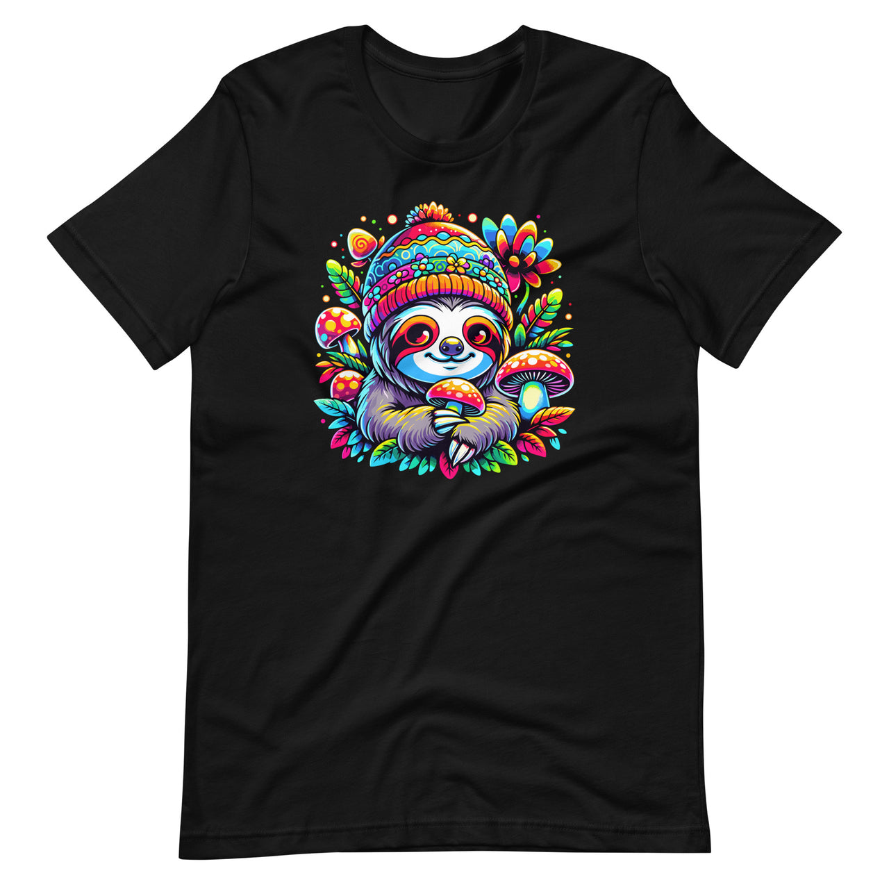 Trippy Sloth DJ Psychedelic EDM Mushroom Colorful Unisex T-Shirt