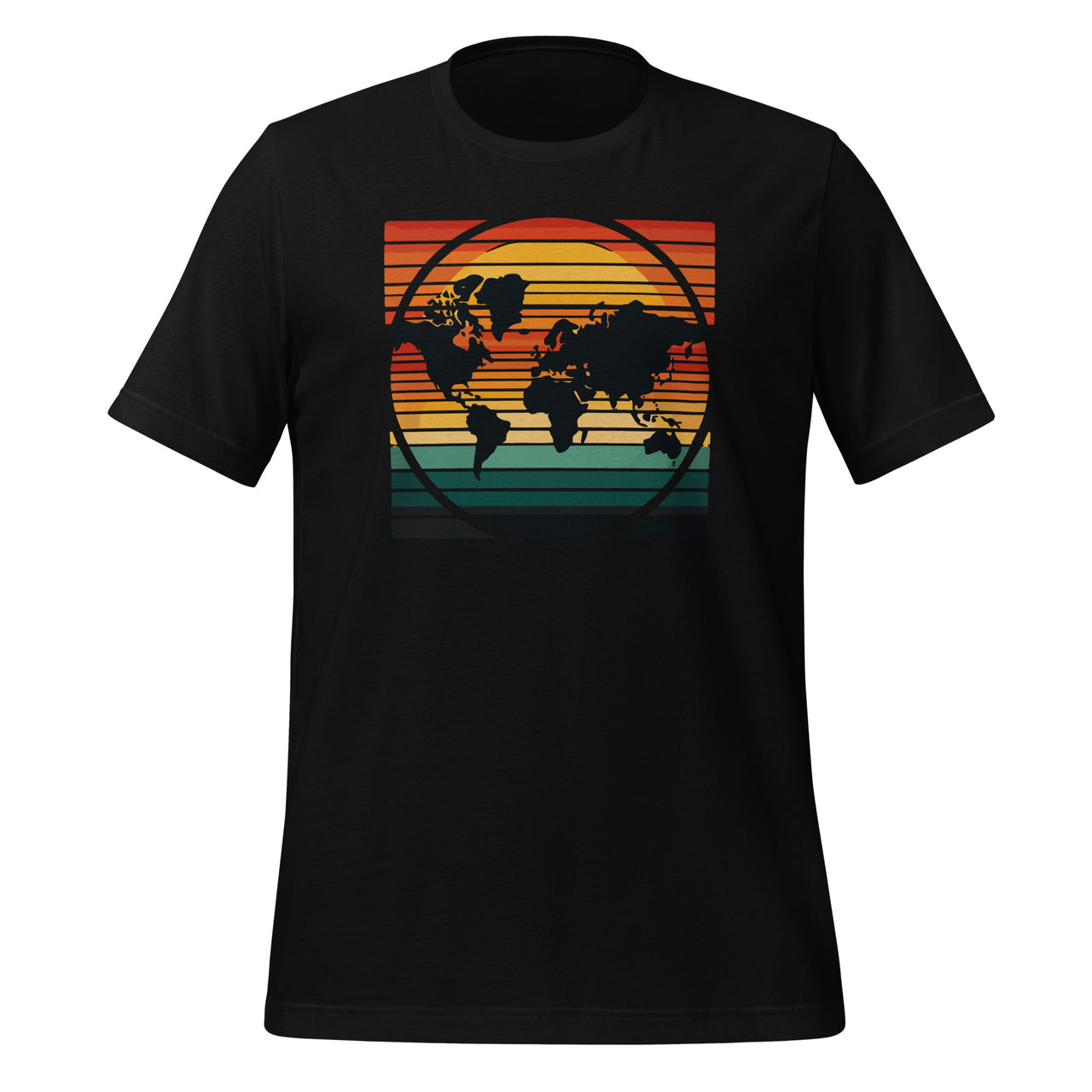 Retro World Map Cool Vintage Sunset Globe Cartography Unisex T-Shirt