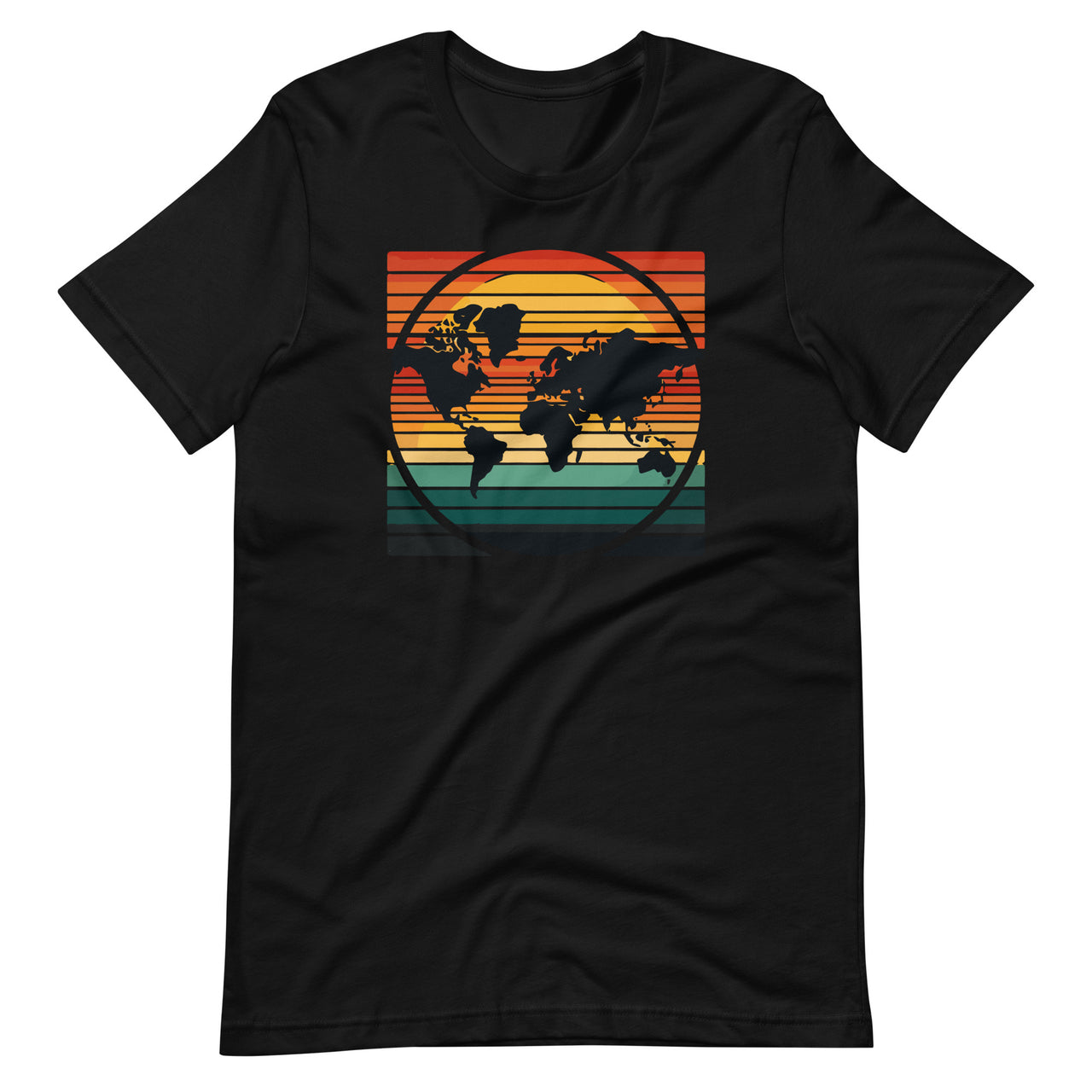 Retro World Map Cool Vintage Sunset Globe Cartography Unisex T-Shirt