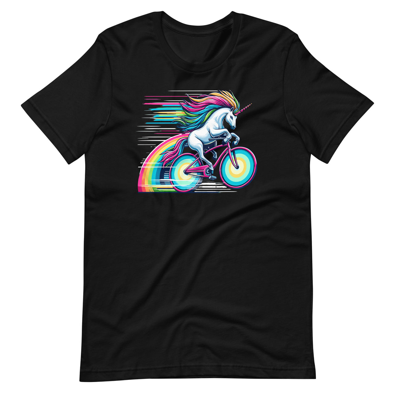 Unicorn Riding Bicycle Rainbow Cycling Unisex T-Shirt