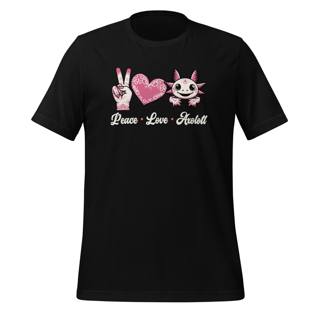 Peace Love Axolotl Heart Leopard Axolotls Teenager Fans Unisex T-Shirt