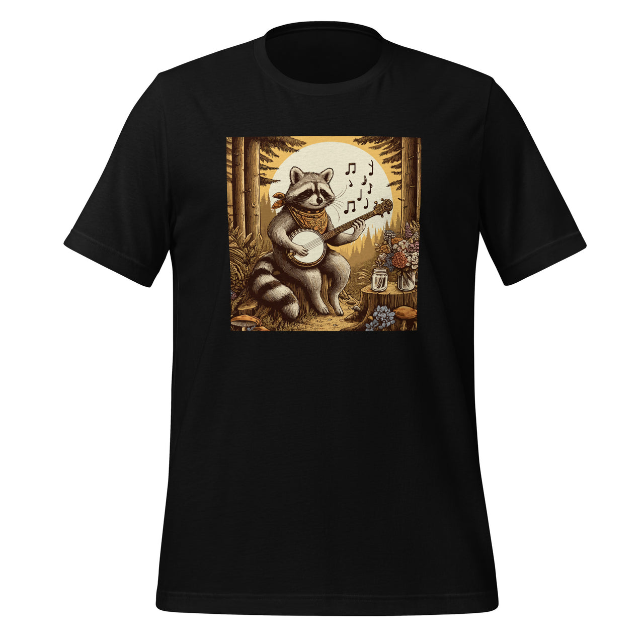 Vintage Cottagecore Aesthetic Raccoon Playing Banjo Unisex T-Shirt