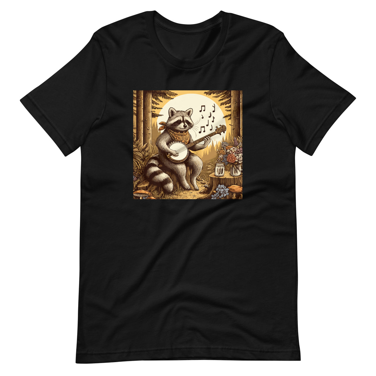 Vintage Cottagecore Aesthetic Raccoon Playing Banjo Unisex T-Shirt