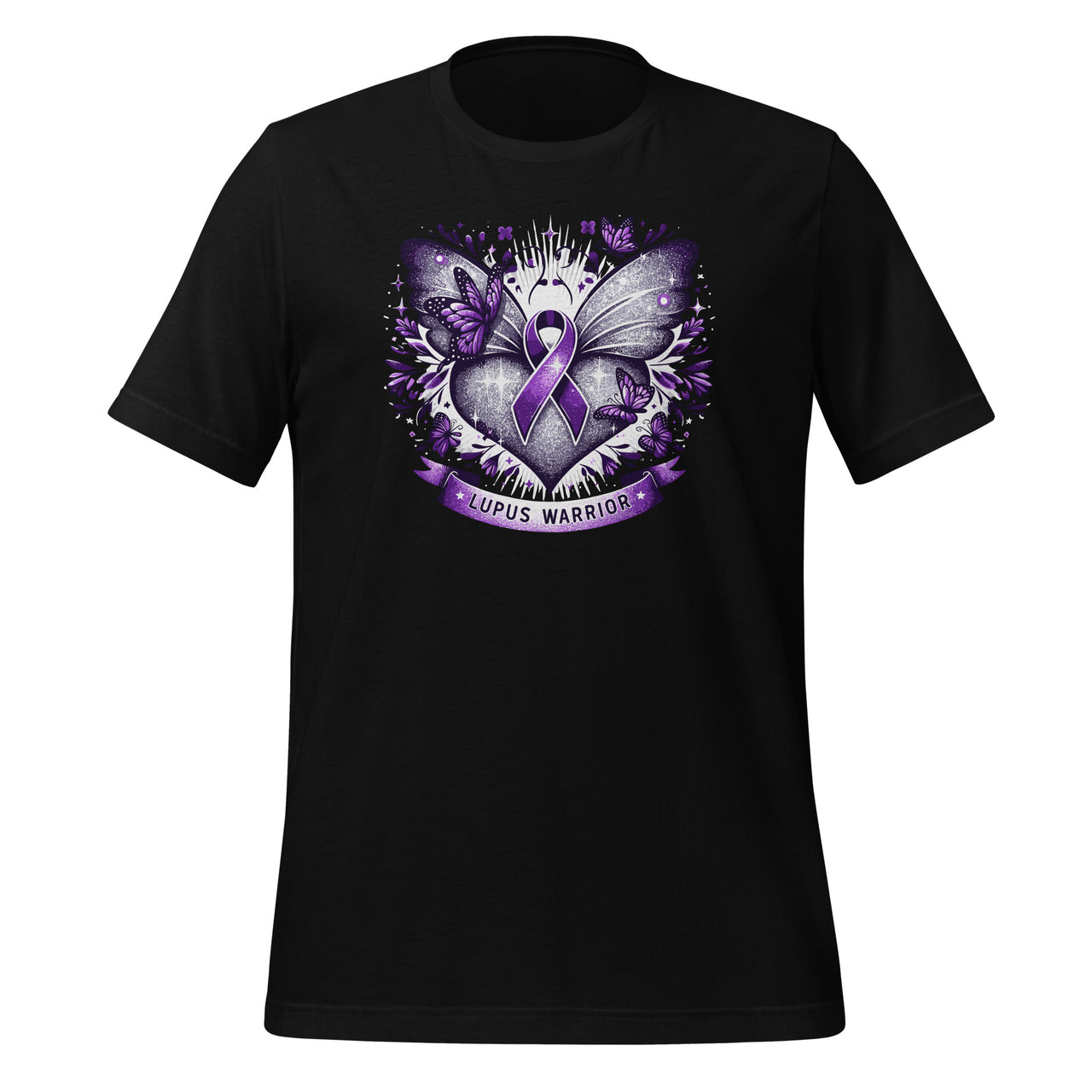 Lupus Awareness Warrior Survivor Purple Butterflies Heart Unisex T-Shirt