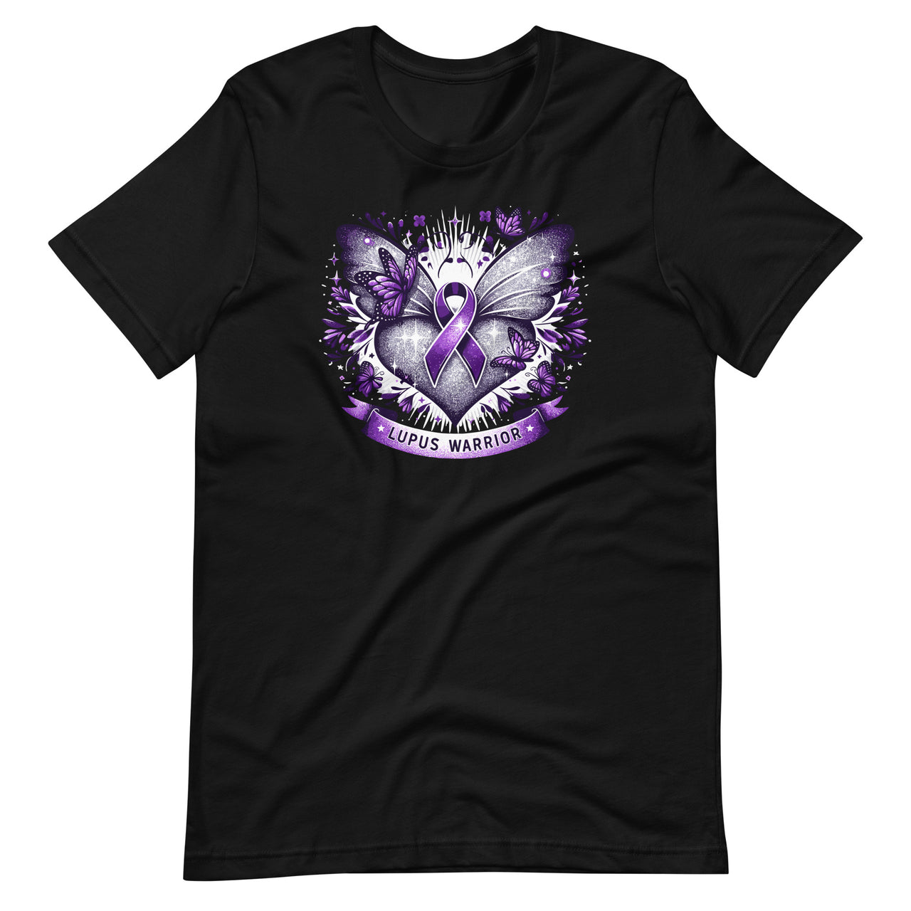 Lupus Awareness Warrior Survivor Purple Butterflies Heart Unisex T-Shirt