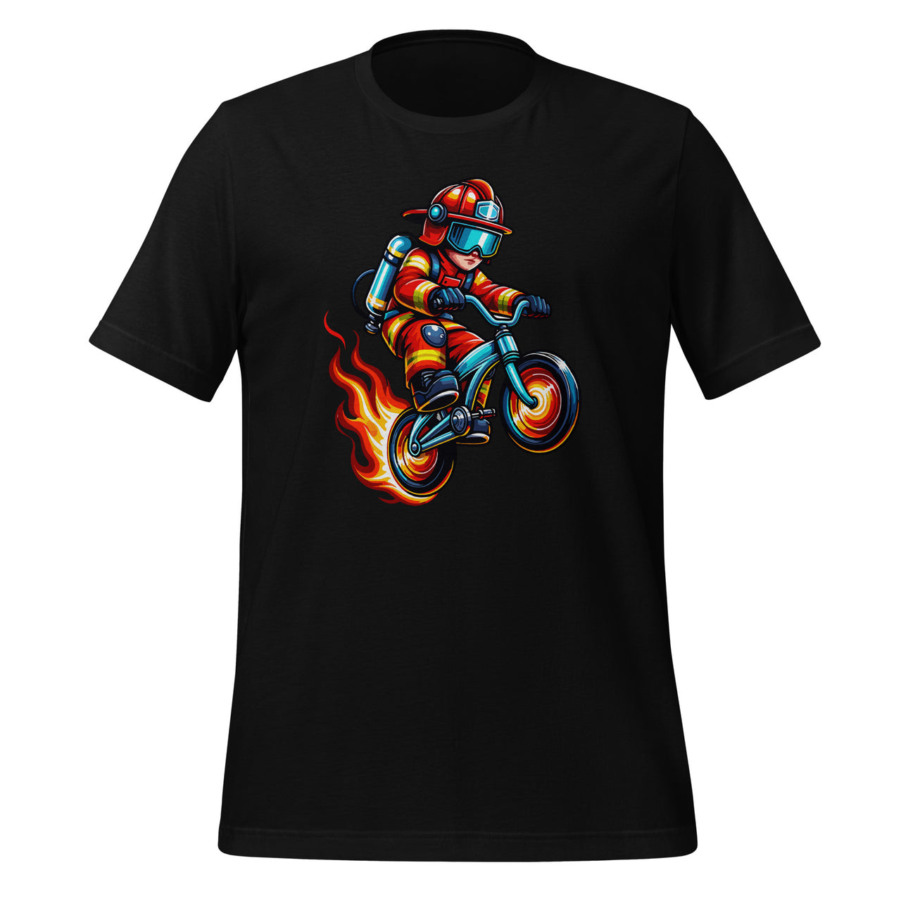 Firefighter Bike Rescuer Bicycle Biker Cyclist Cycling Stunt Unisex T-Shirt