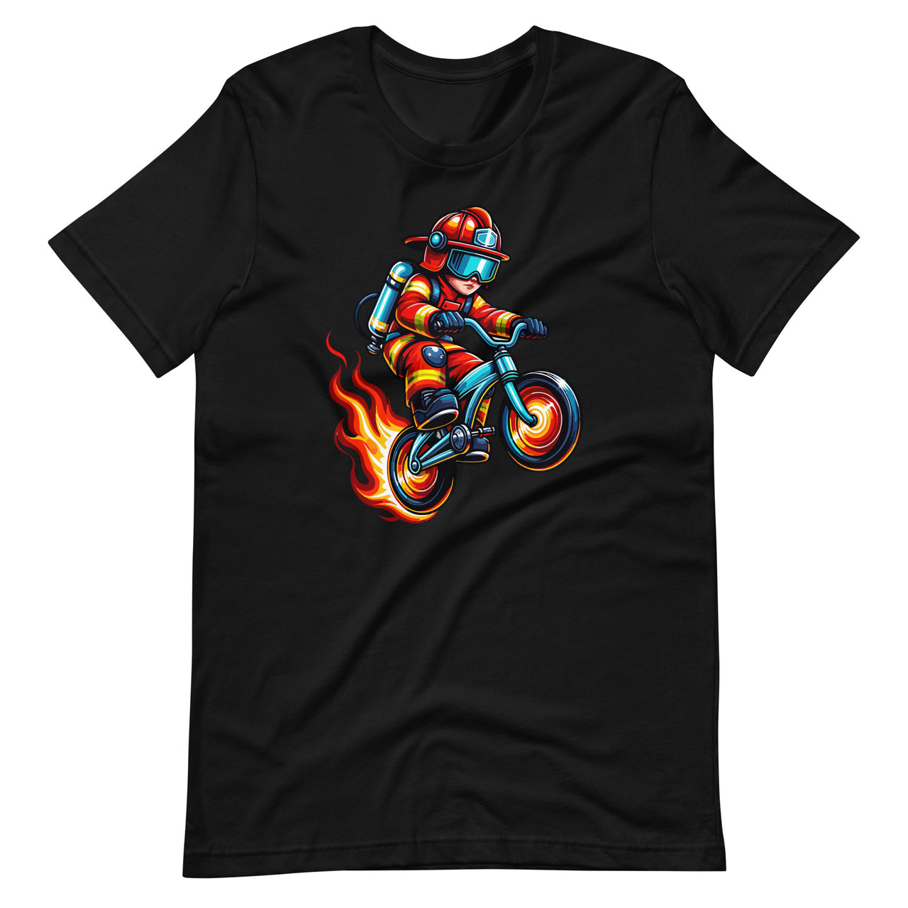 Firefighter Bike Rescuer Bicycle Biker Cyclist Cycling Stunt Unisex T-Shirt