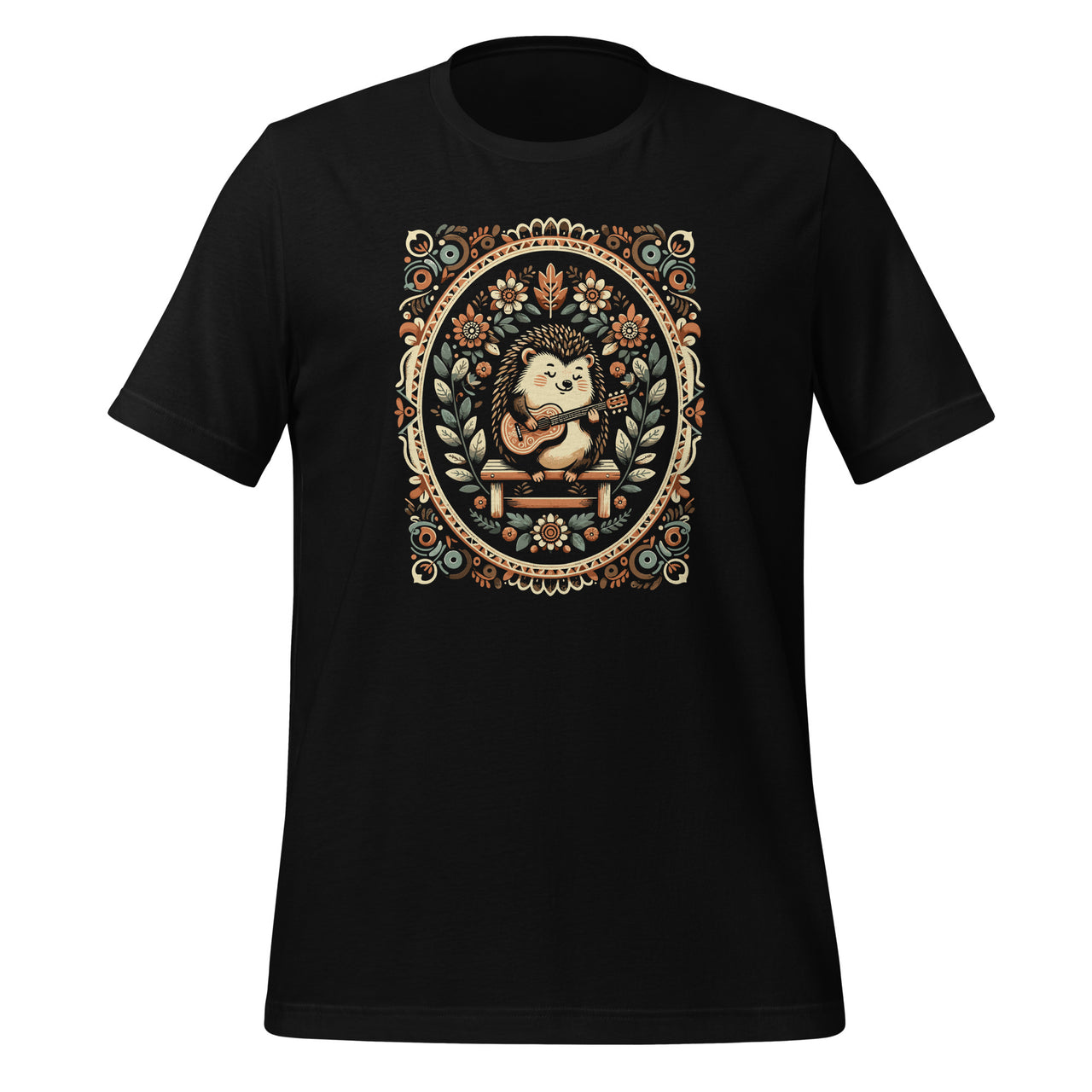 Cottagecore Aesthetic Hedgehog Acoustic Guitar Unisex T-Shirt