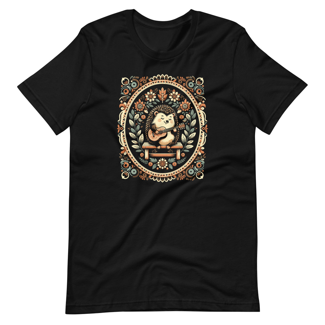 Cottagecore Aesthetic Hedgehog Acoustic Guitar Unisex T-Shirt