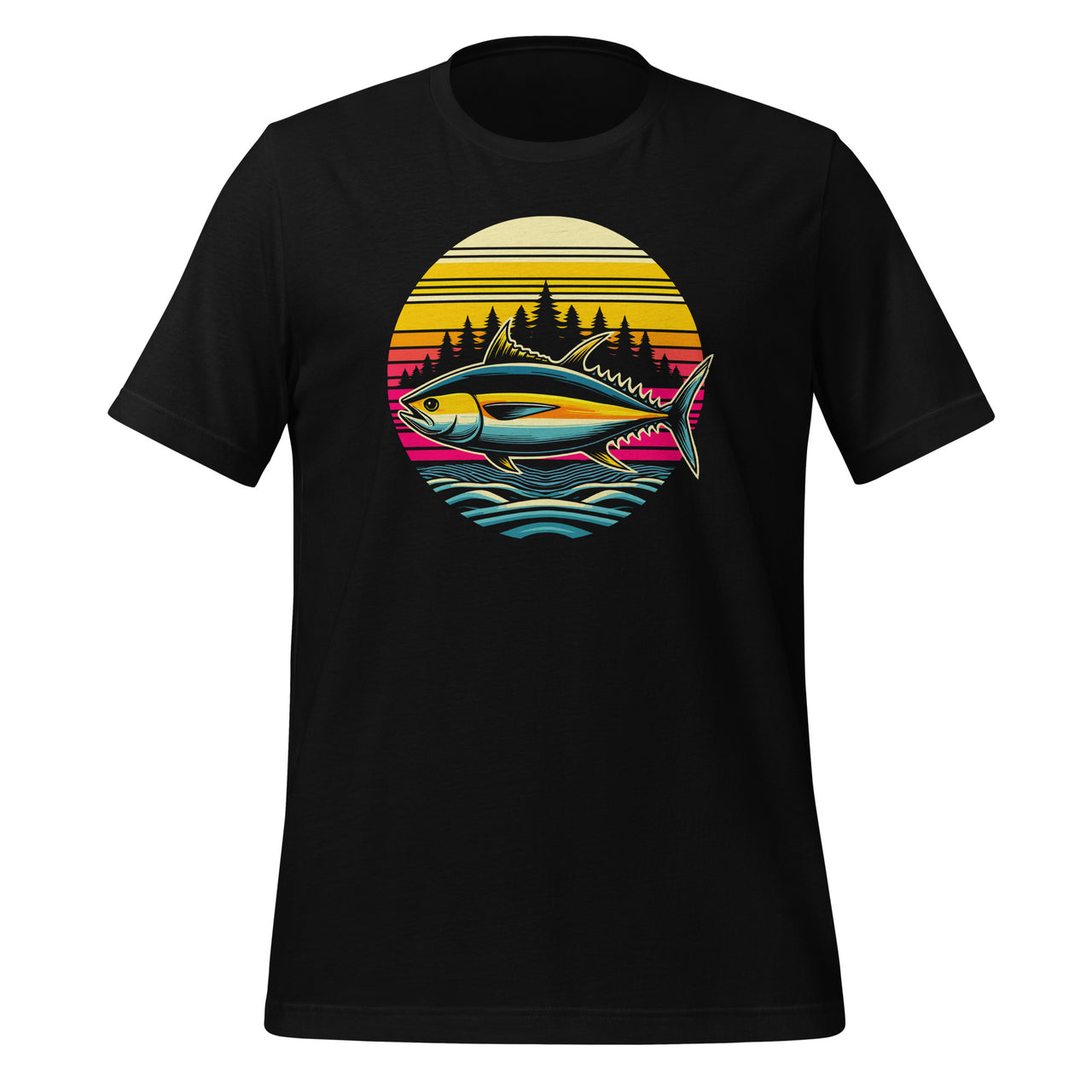 Tuna Fishing Sunset Retro Style Vintage 80s 70s Unisex T-Shirt