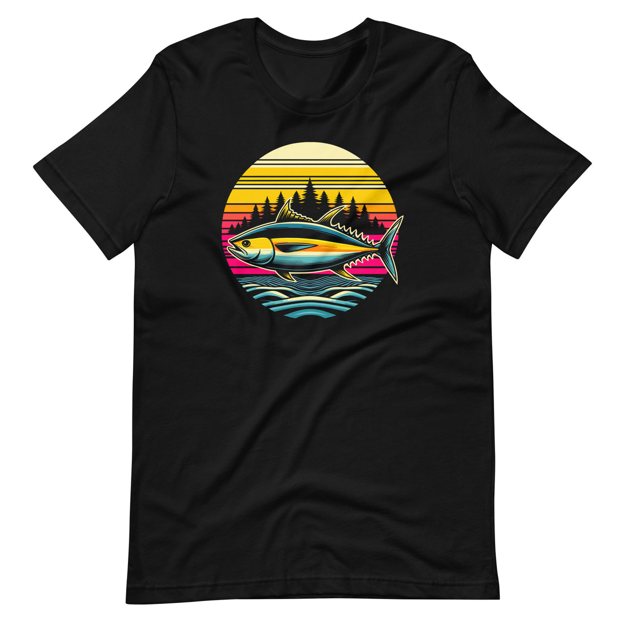 Tuna Fishing Sunset Retro Style Vintage 80s 70s Unisex T-Shirt