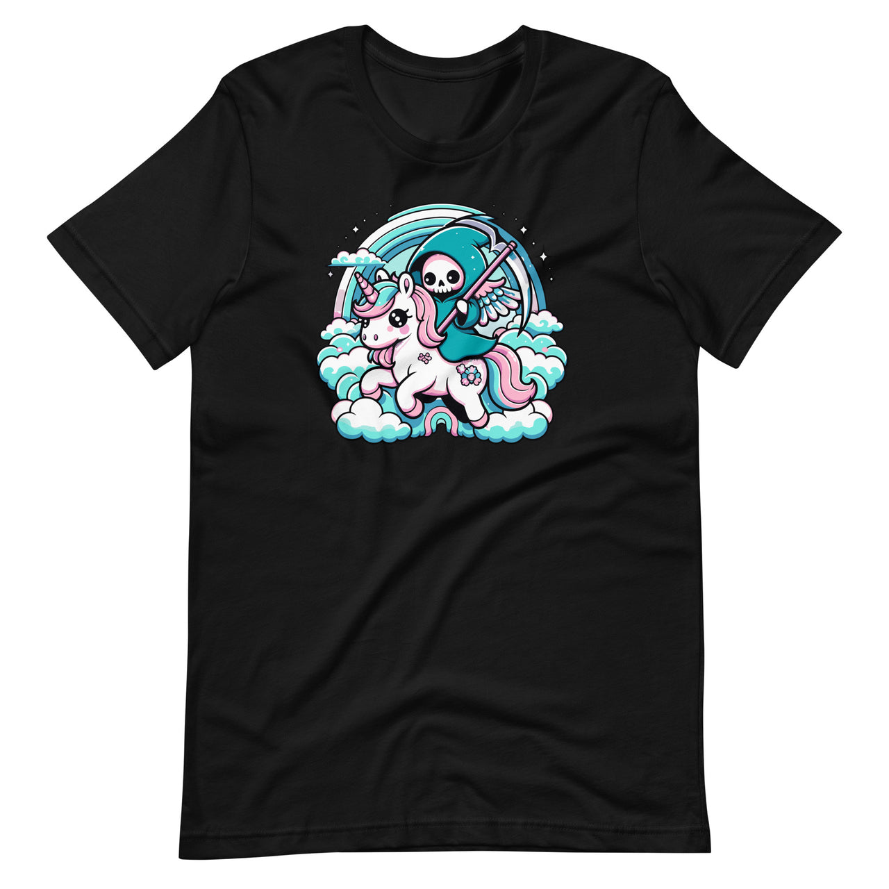 Kawaii Pastel Goth Day Cute Creepy Unicorn Grim Reaper Unisex T-Shirt