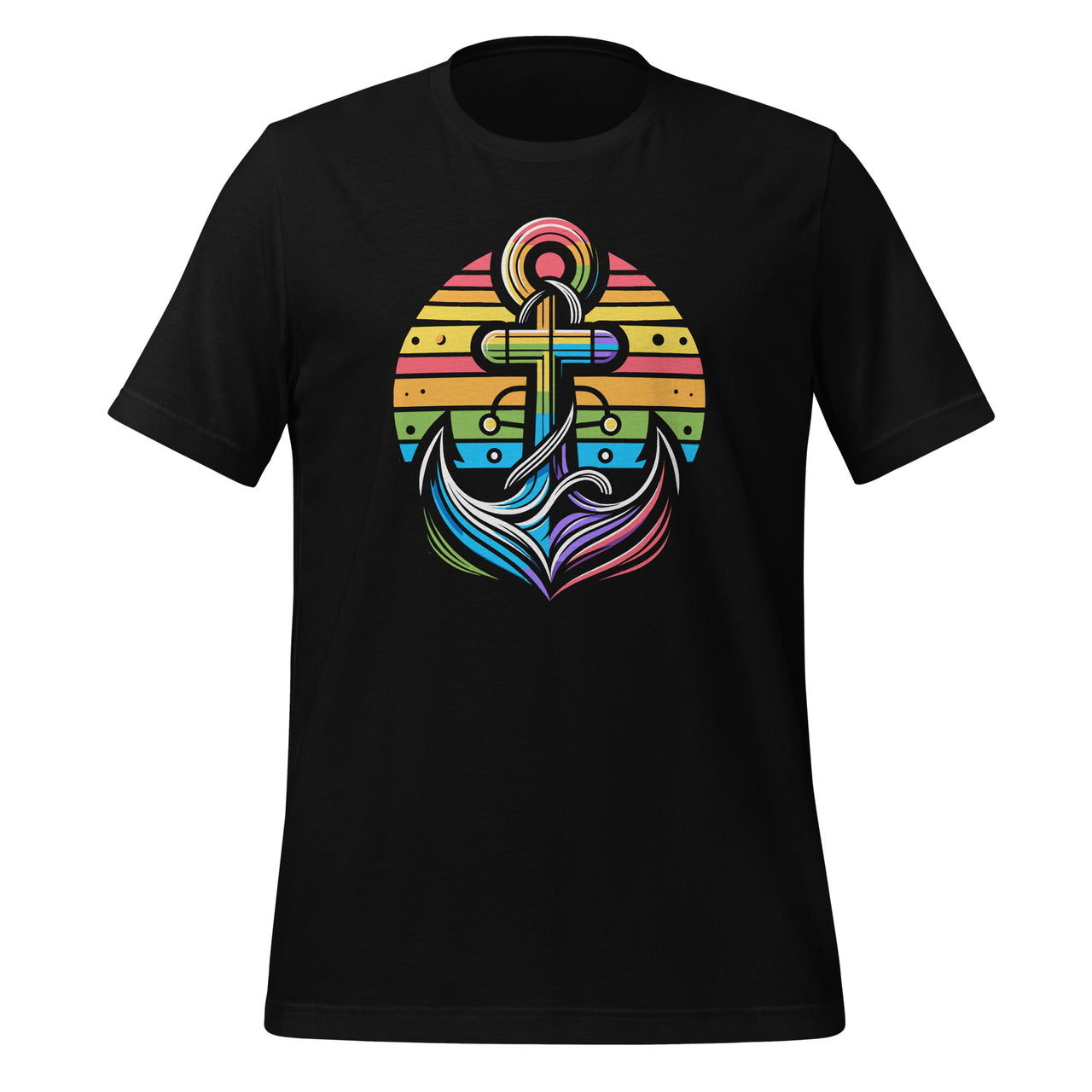 Rainbow Color Boat Anchor LGBTQ Gay Pride Support Captain Unisex T-Shirt