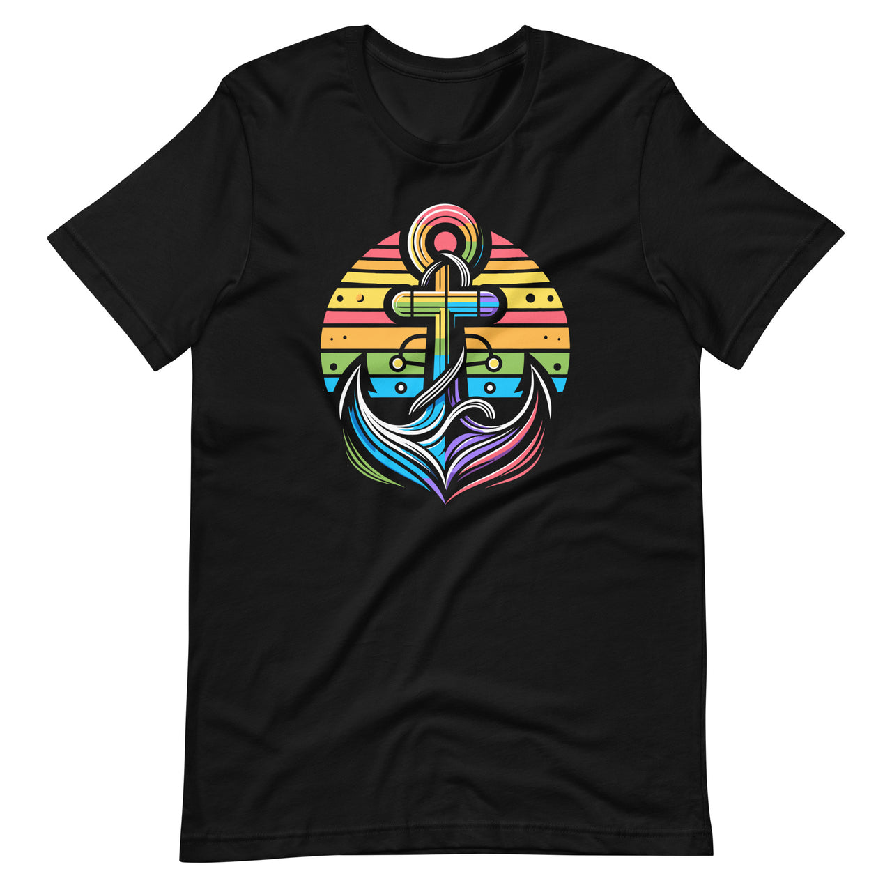 Rainbow Color Boat Anchor LGBTQ Gay Pride Support Captain Unisex T-Shirt