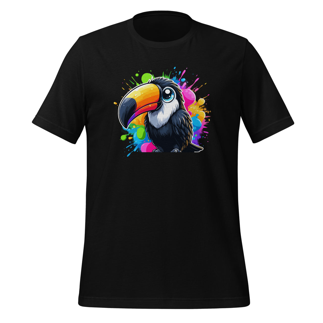 Small Toucan With Colorful Splashes Paint Bird Animal Lover Unisex T-Shirt