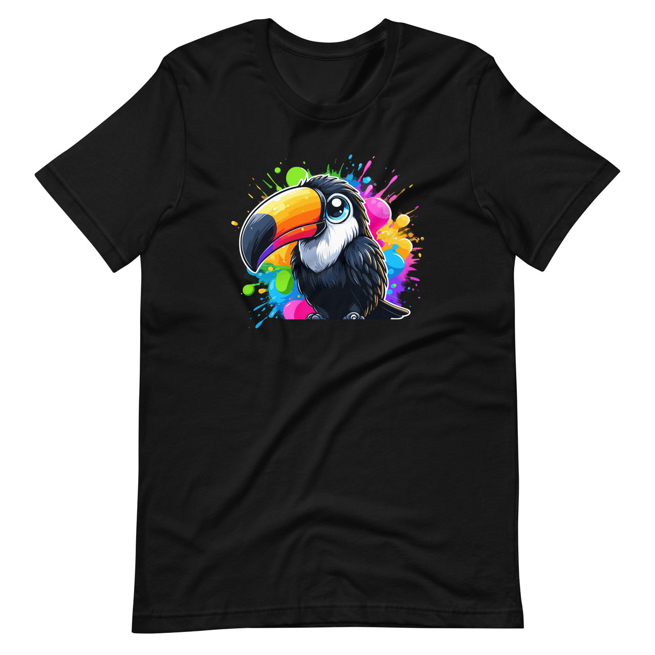 Small Toucan With Colorful Splashes Paint Bird Animal Lover Unisex T-Shirt