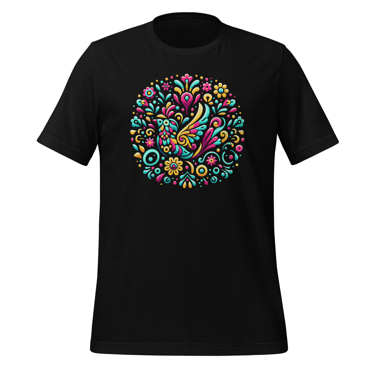 Floral Bird Otomi Mexican Embroidery Style Mexicano Mexican Unisex T-Shirt