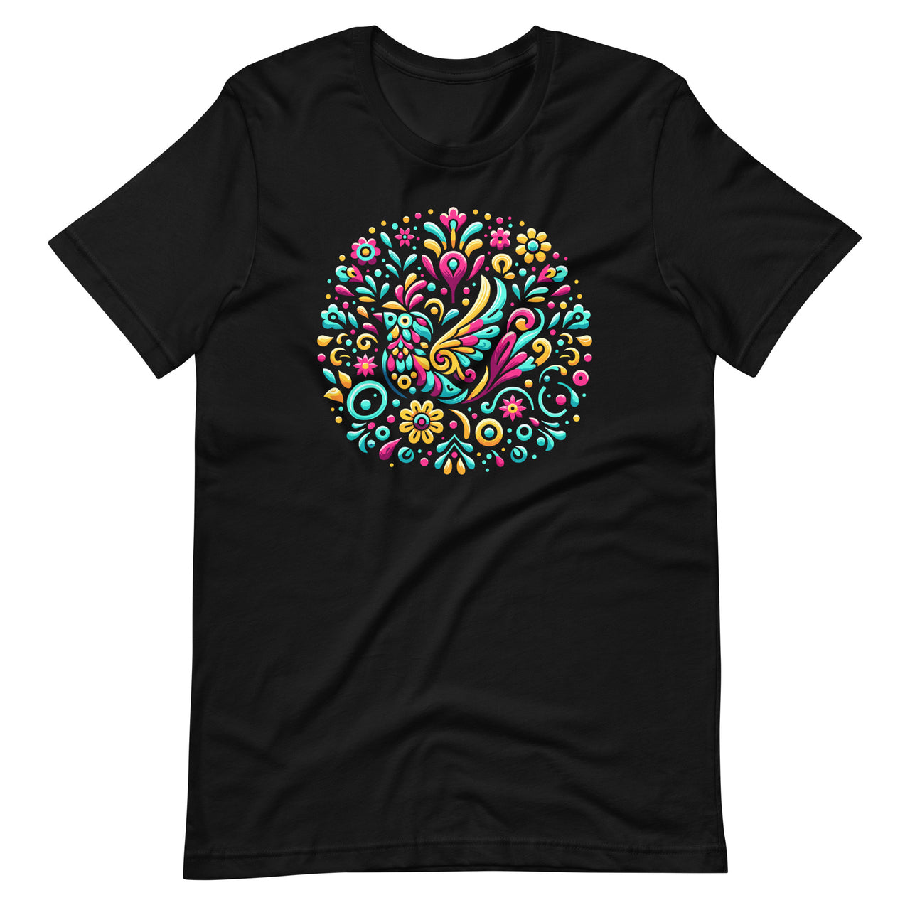 Floral Bird Otomi Mexican Embroidery Style Mexicano Mexican Unisex T-Shirt