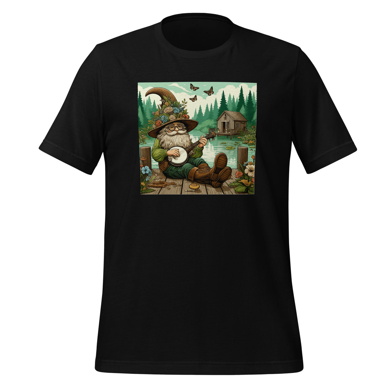 Charming Cottagecore Aesthetic Banjo Serenade Gnome Unisex T-Shirt