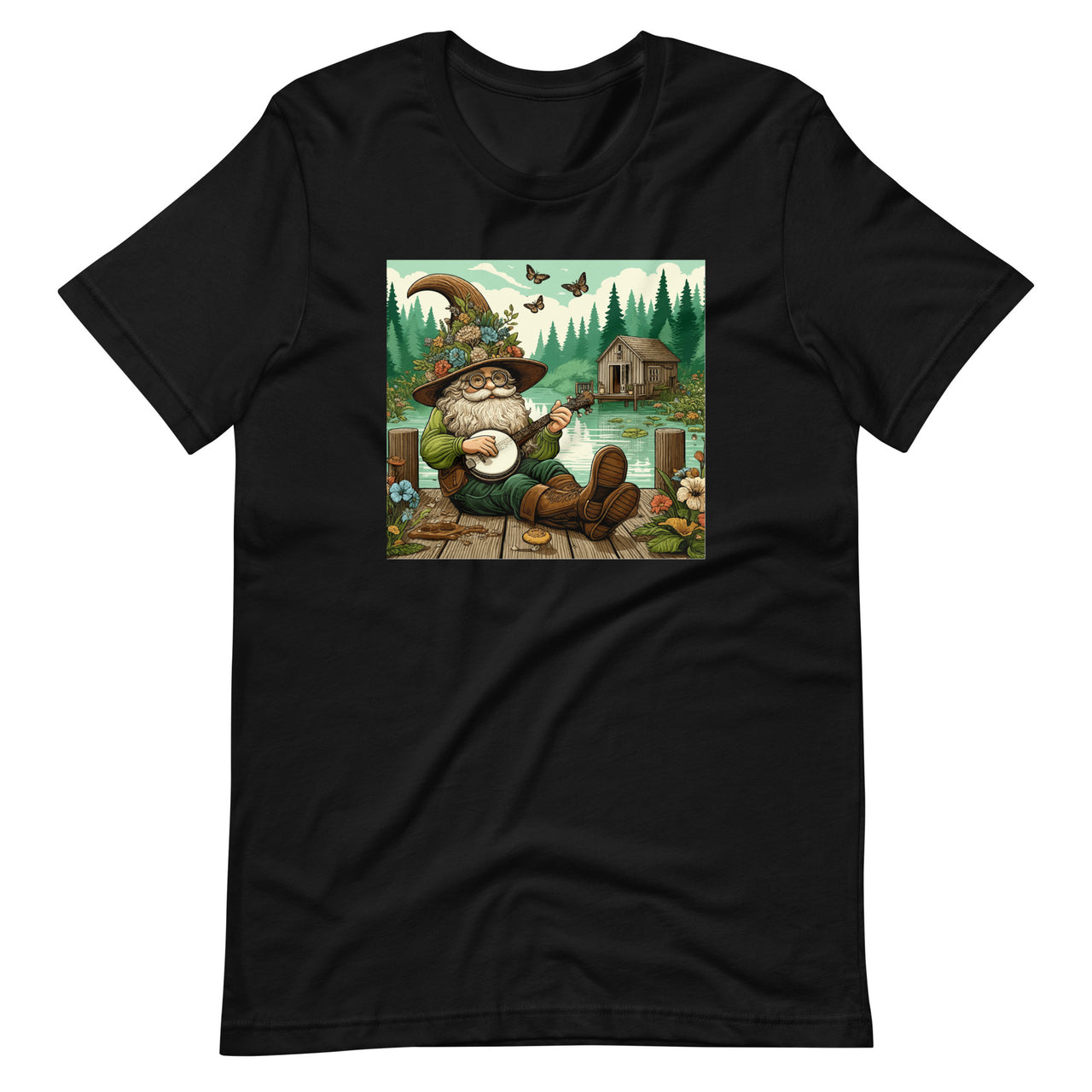 Charming Cottagecore Aesthetic Banjo Serenade Gnome Unisex T-Shirt