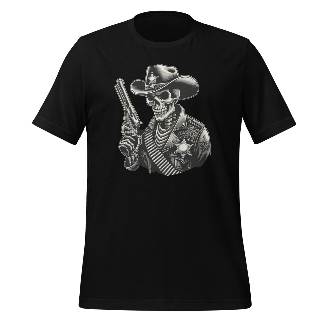 Skeleton Sheriff Costume With A Gun Cowboys Fan Unisex T-Shirt