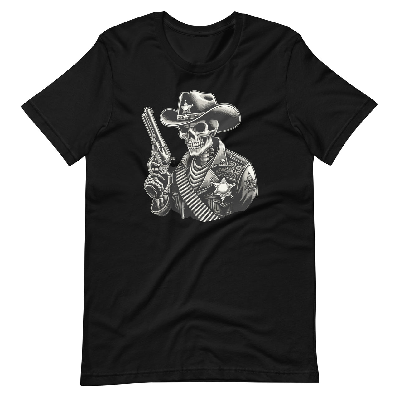 Skeleton Sheriff Costume With A Gun Cowboys Fan Unisex T-Shirt