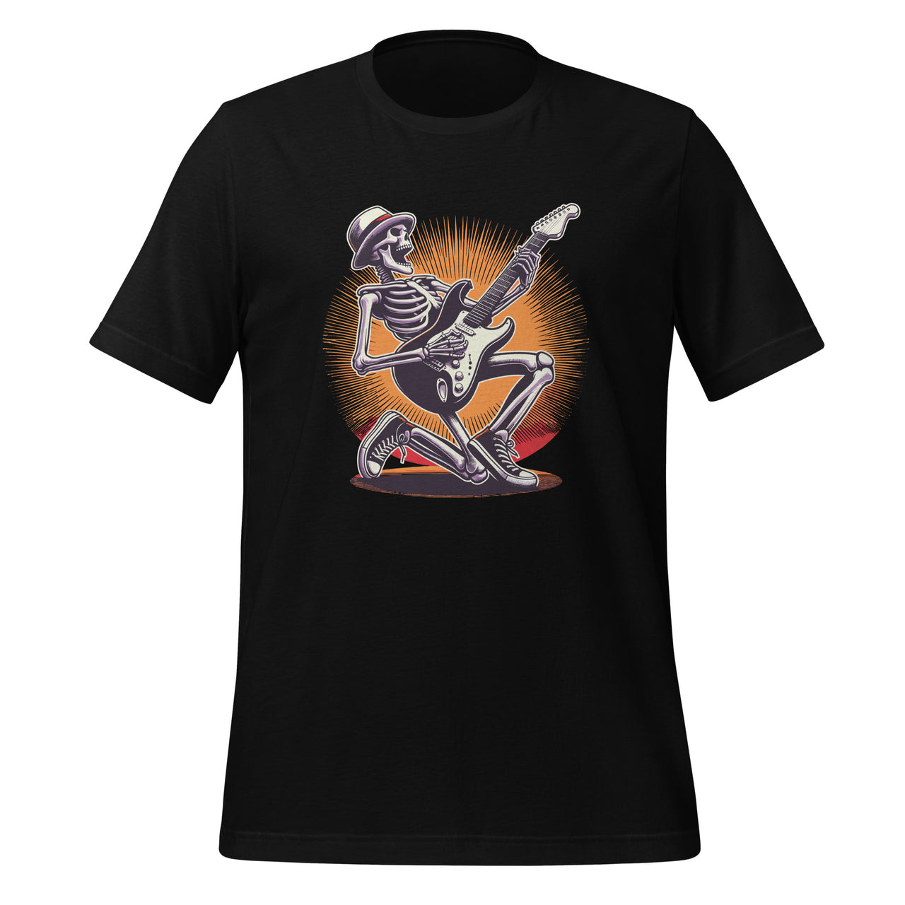 Rock And Roll Graphic Band Skeleton Playing Guitar Unisex T-Shirt