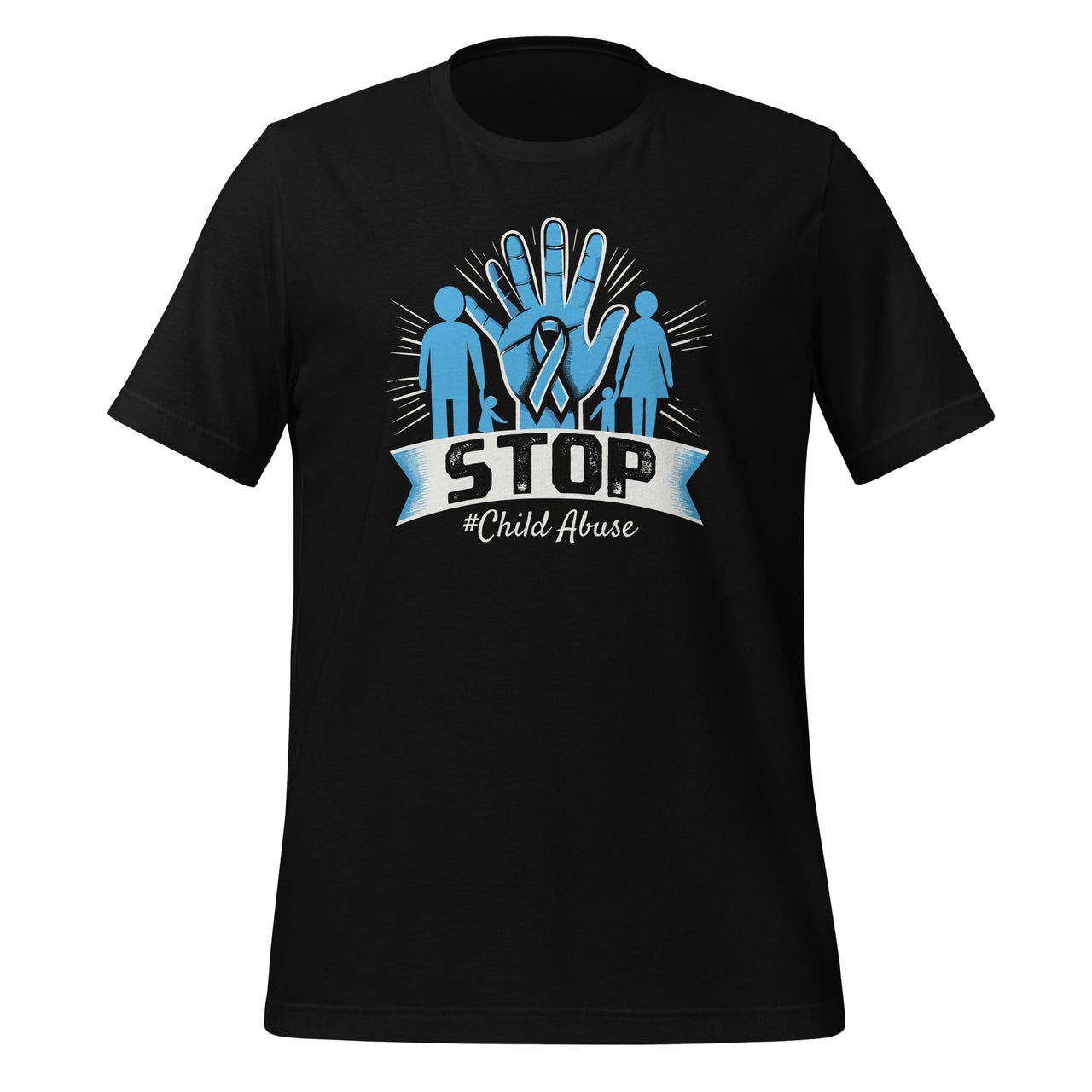 Blue Hand Family Stop Child Abuse Prevention Month Unisex T-Shirt