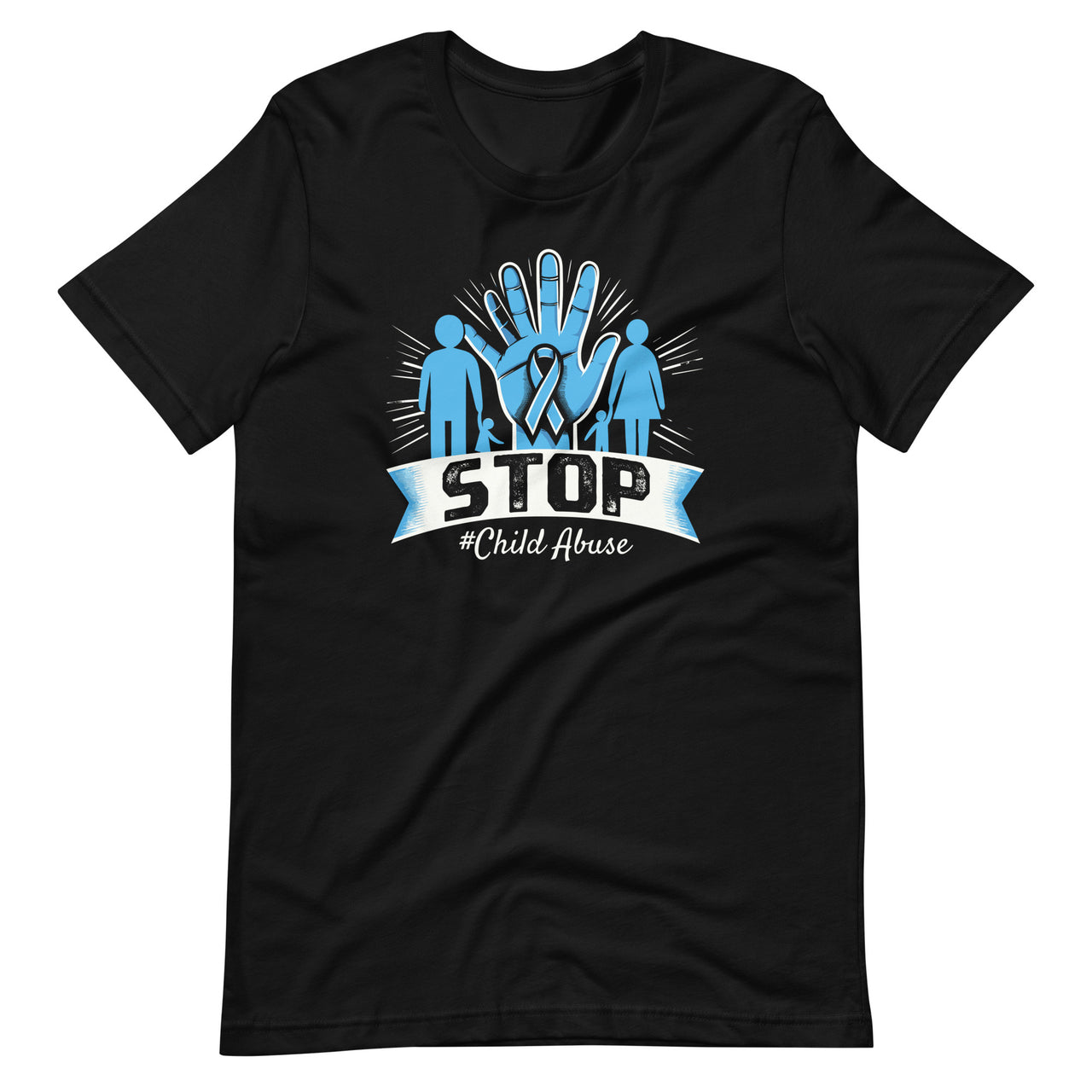 Blue Hand Family Stop Child Abuse Prevention Month Unisex T-Shirt