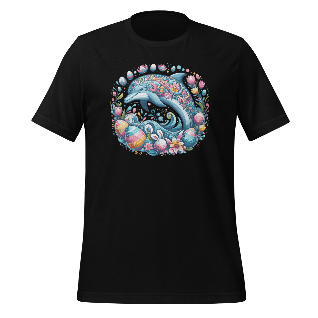 Easter Festive Illustration With Charming Dolphin Artwork Animal Unisex T-Shirt