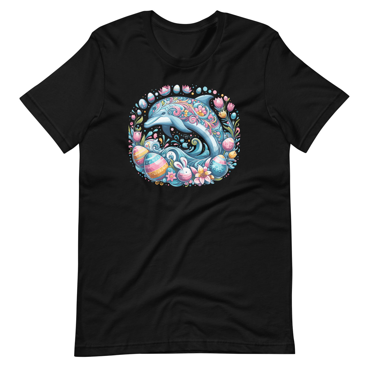 Easter Festive Illustration With Charming Dolphin Artwork Animal Unisex T-Shirt