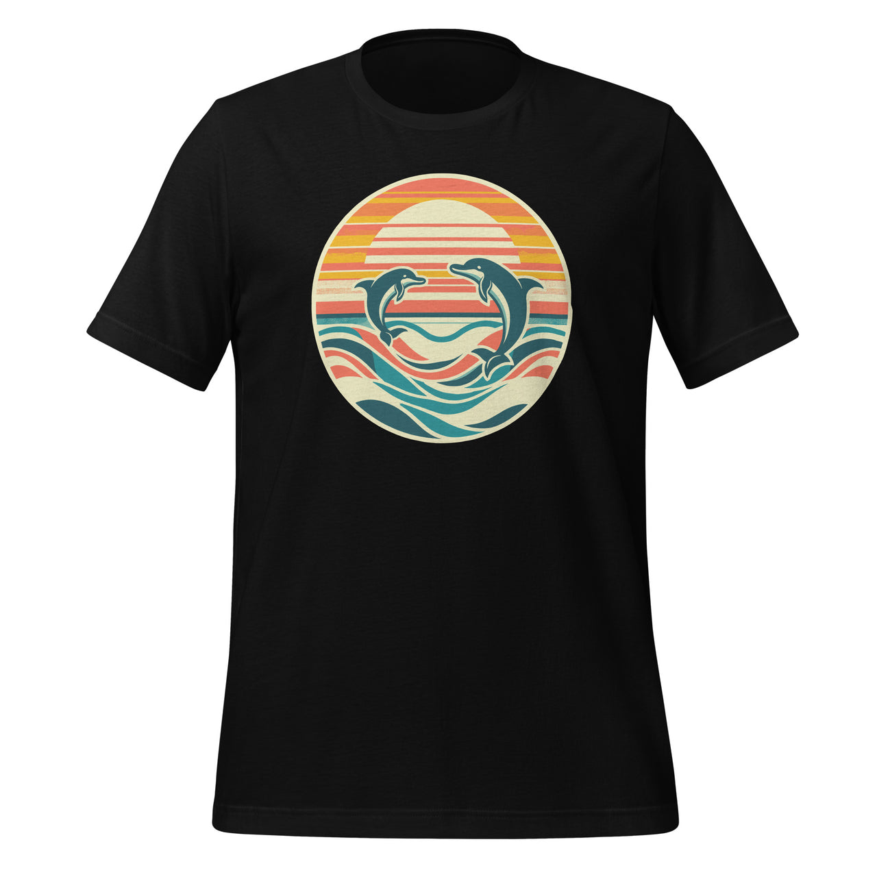 Vintage Retro Summer Time Beach Dolphin Day Unisex T-Shirt