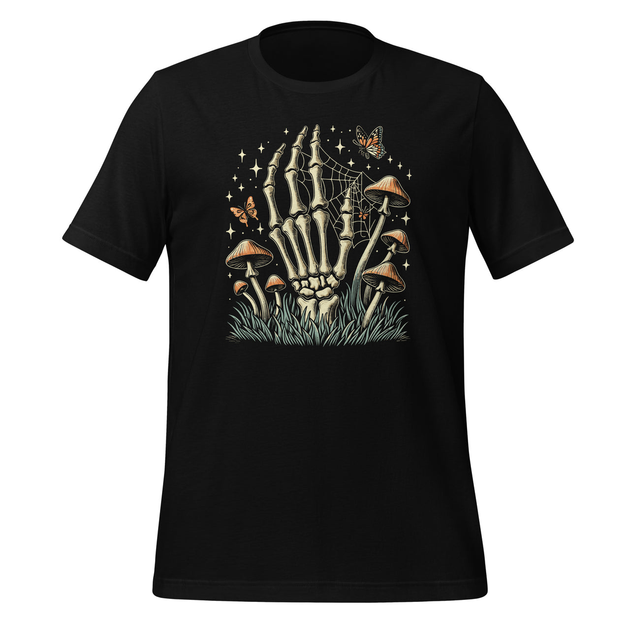 Mushroom Skeleton Aesthetic Vintage Dark Cottagecore Gothic Unisex T-Shirt