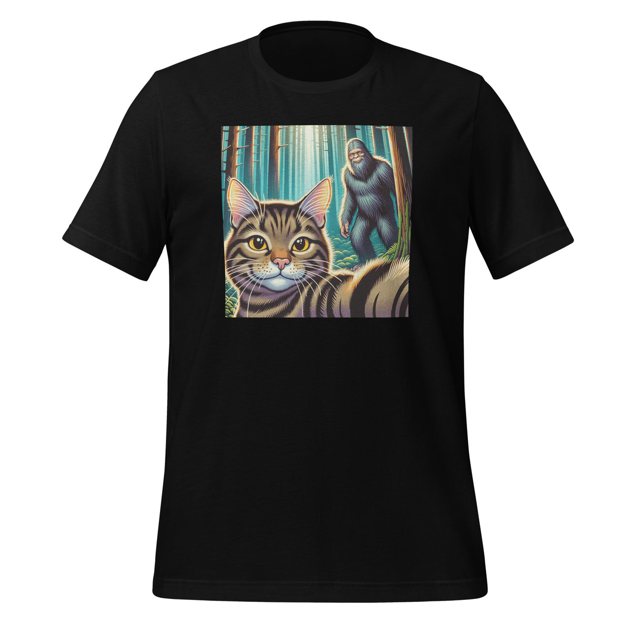 Cat Bigfoot Sasquatch Selfie Photo Funny Retro Classic Humor Unisex T-Shirt