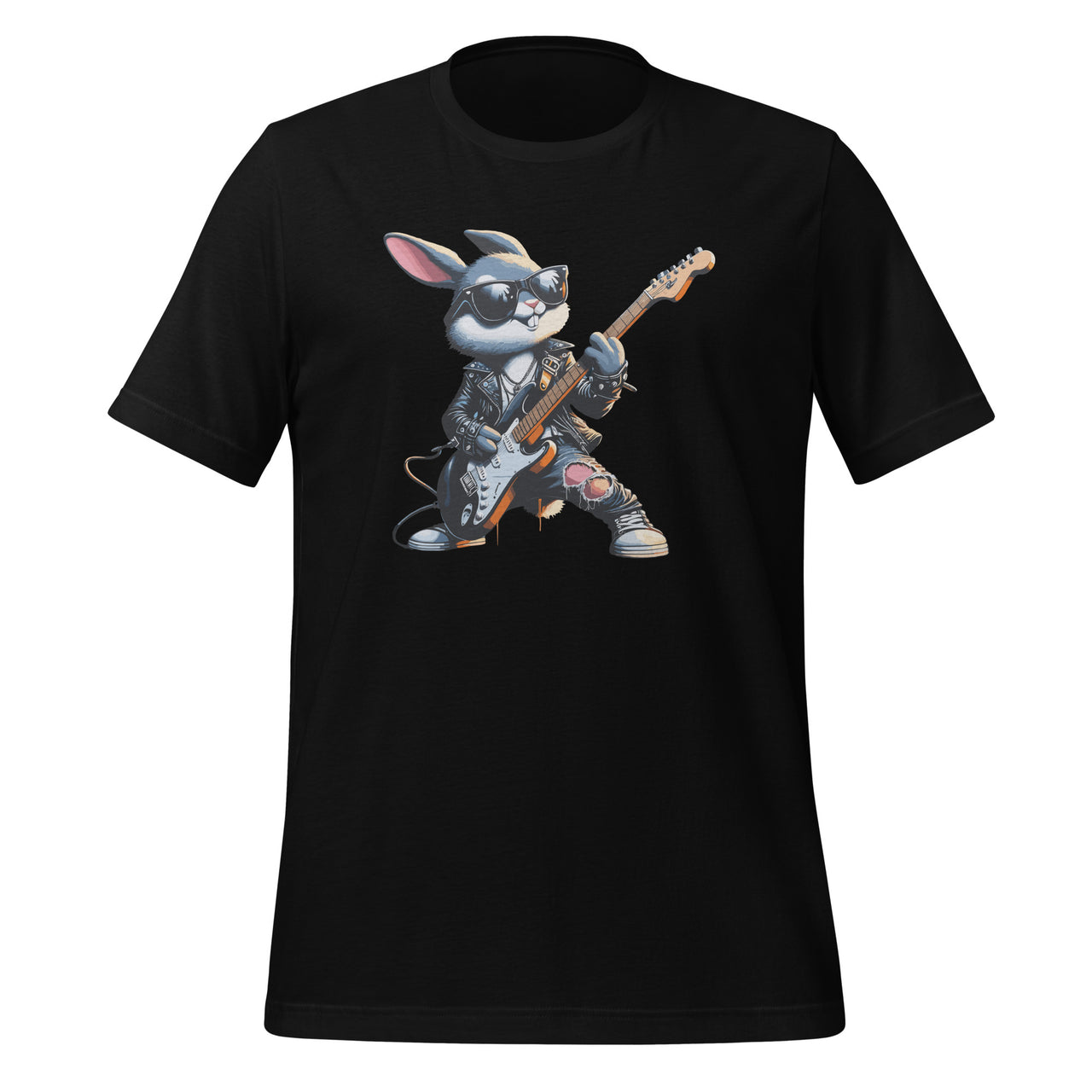 Cool Rocker Bunny With Electric Guitar For Rock Easter Day Unisex T-Shirt