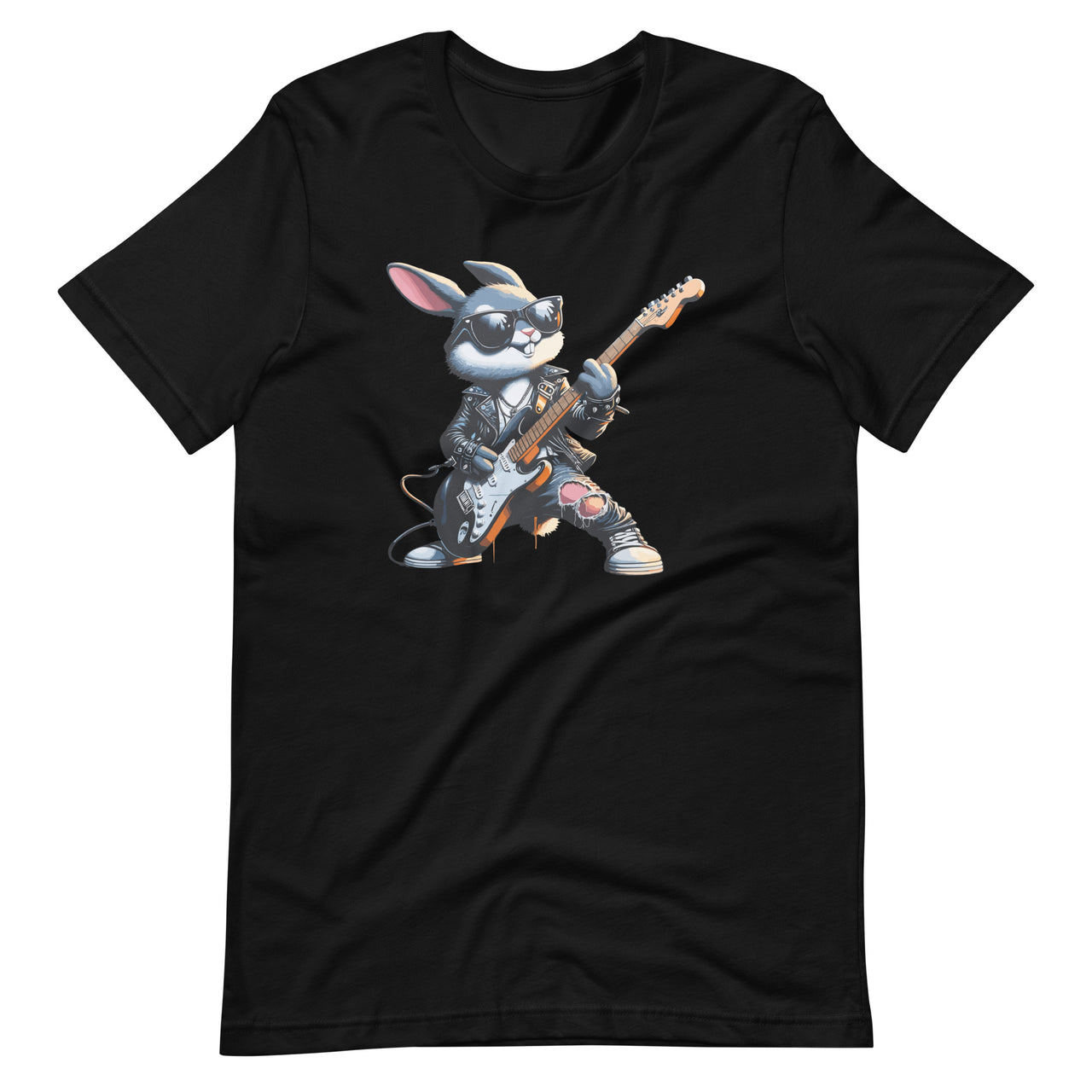 Cool Rocker Bunny With Electric Guitar For Rock Easter Day Unisex T-Shirt